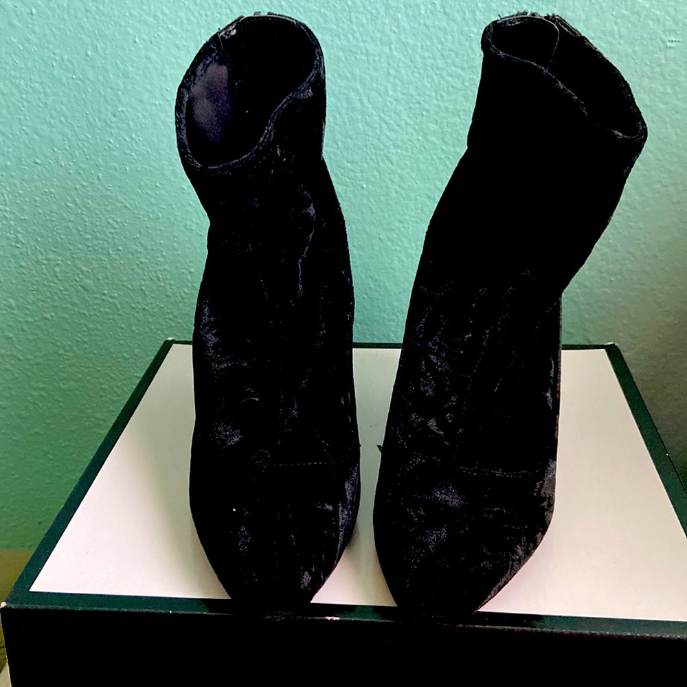Velvet ankle booties